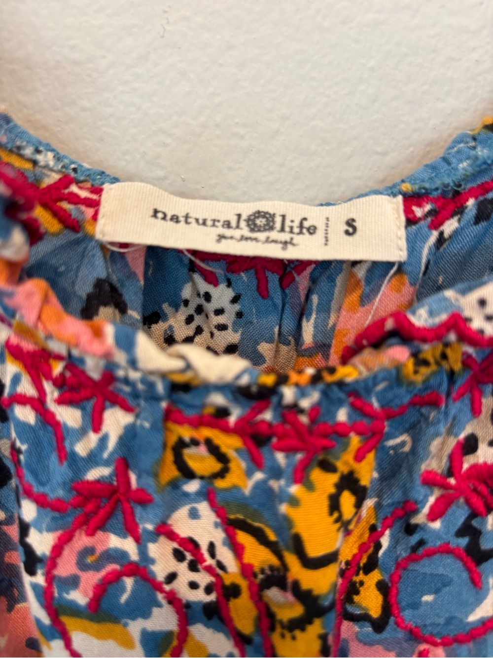 NATURAL LIFE Blue Floral Embroidered Spaghetti Strap Camisole - Picture 3 of 4